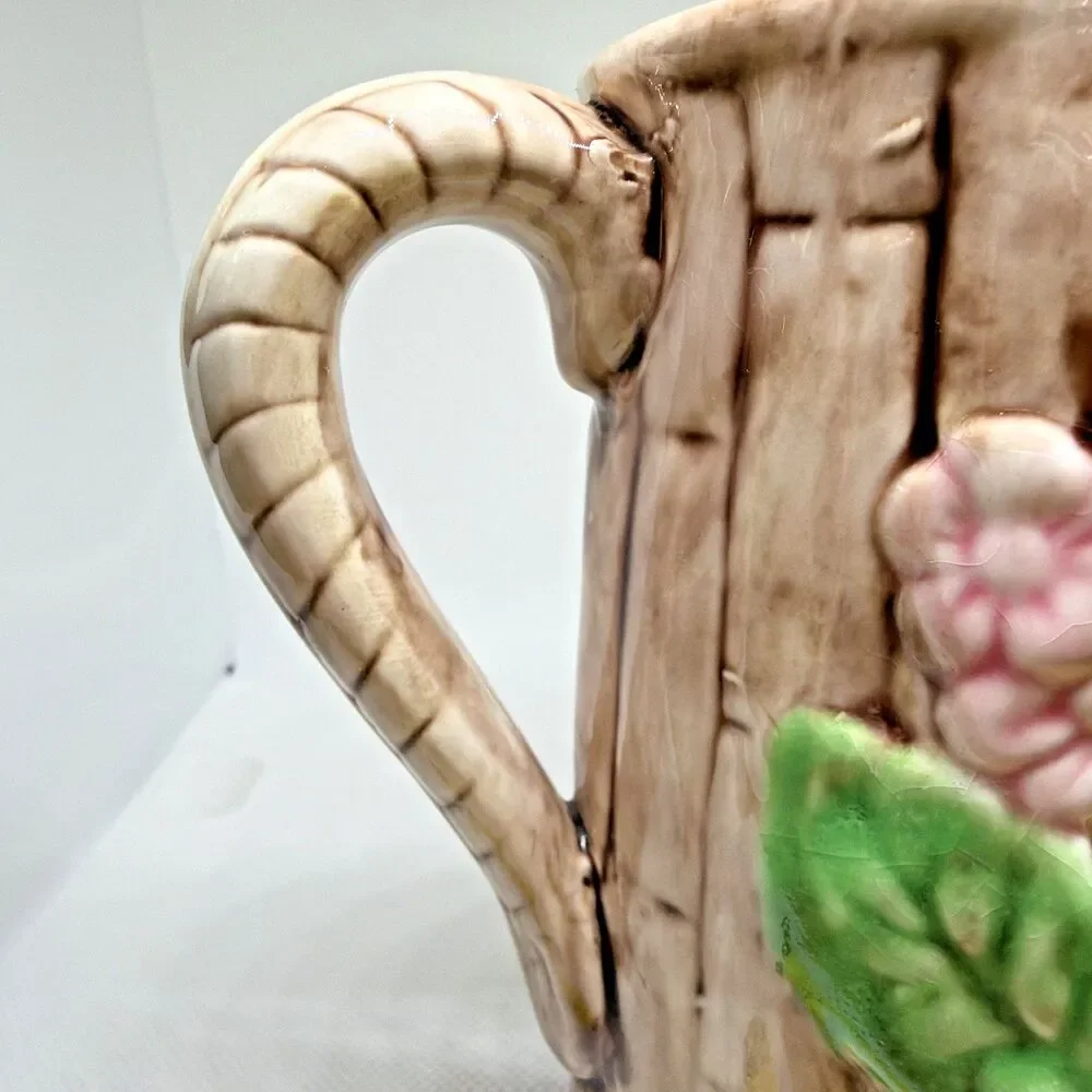 Vintage Majolica Yellow Sunflower / Pink Blossom Cluster Pitcher Creamer Handle